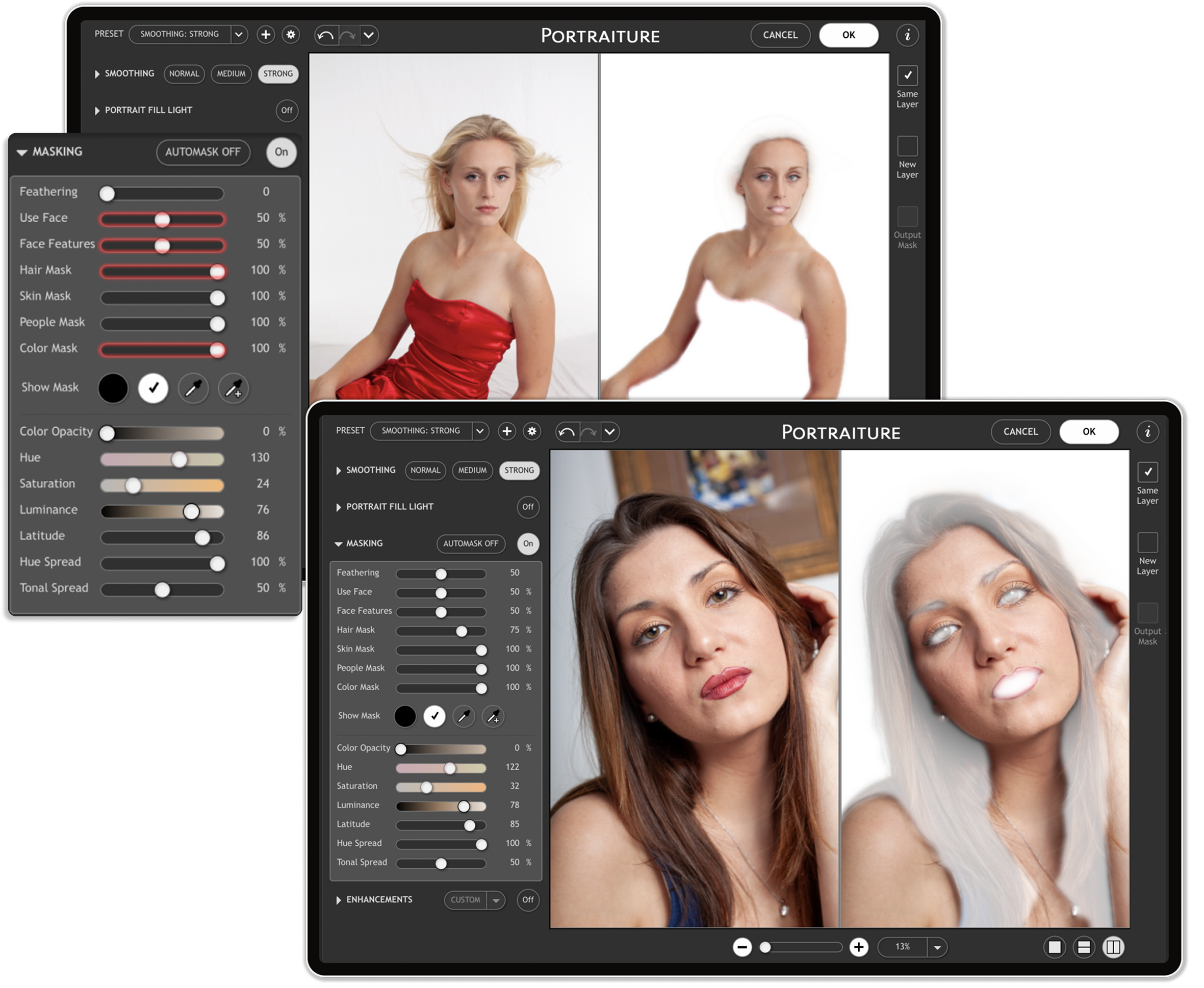 Portraiture AI masking for hair, eyes and skin