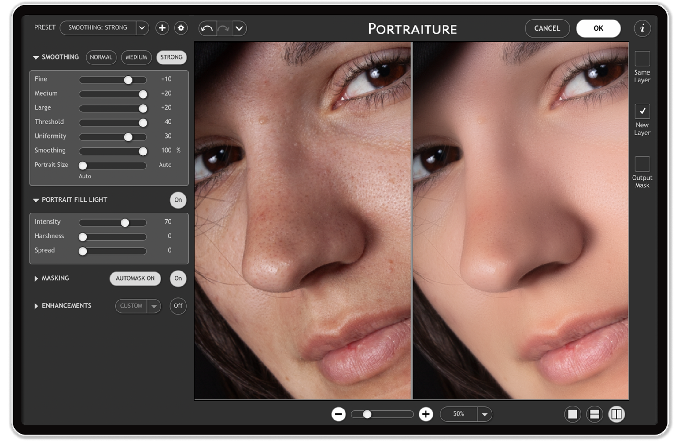 Portraiture fill light tool
